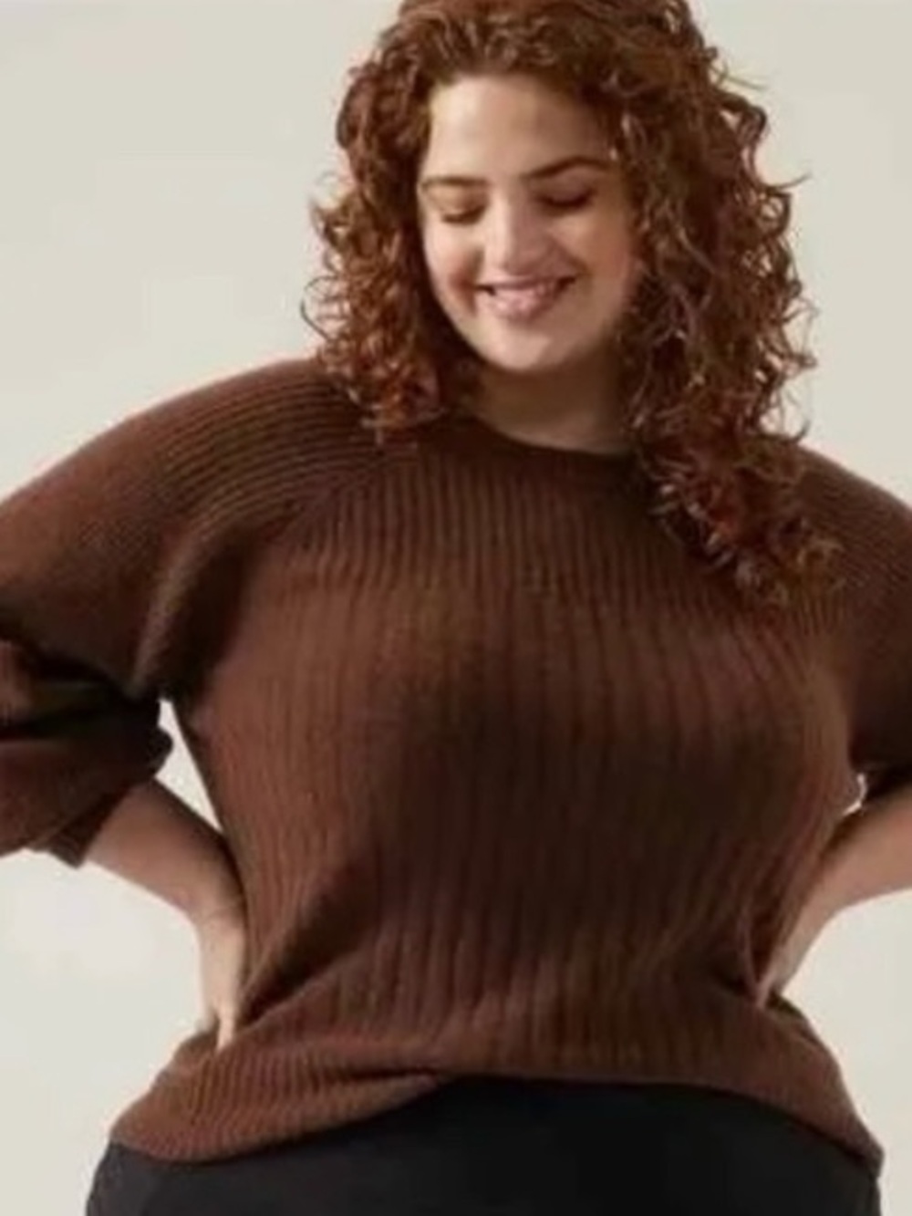 ATHLETA Merino Wool Layover Crew Sweater Plus Sz 3X Mahogany Brown NWT✅ - Picture 3 of 9